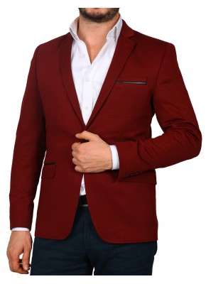 Zara Desen Örgü Kumaş Bordo Ceket#