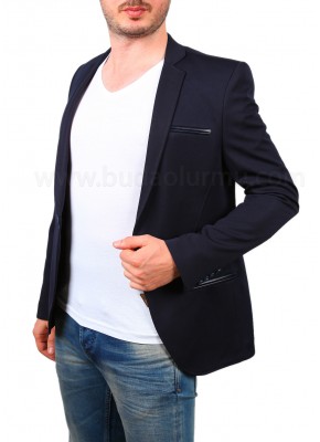 Lacivert Dokuma Erkek Blazer Ceket