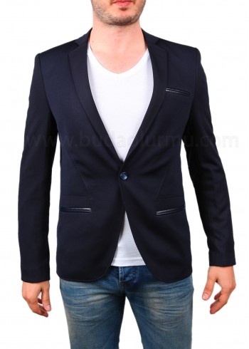 Lacivert Dokuma Erkek Blazer Ceket