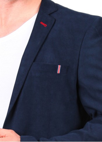 Lacivert Kot Nubuk Blazer Ceket