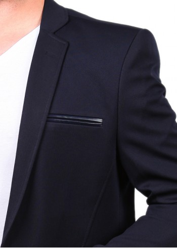 Lacivert Dokuma Erkek Blazer Ceket
