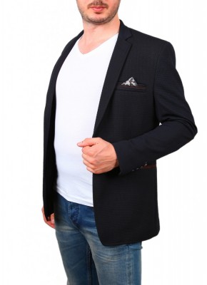 Dokuma Lacivert Erkek Blazer Ceket