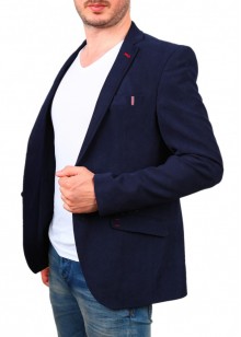 Lacivert Kot Nubuk Blazer Ceket