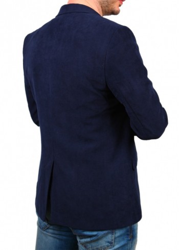 Lacivert Kot Nubuk Blazer Ceket