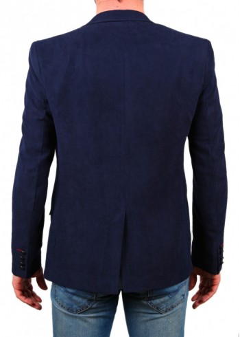 Lacivert Kot Nubuk Blazer Ceket