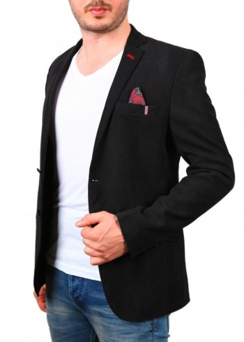 Siyah Kot Nubuk Blazer Ceket