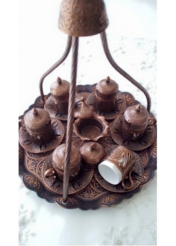 Osmanlı Lale Motifli 6 Kişilik 27 Parça Kahve Fincan Seti