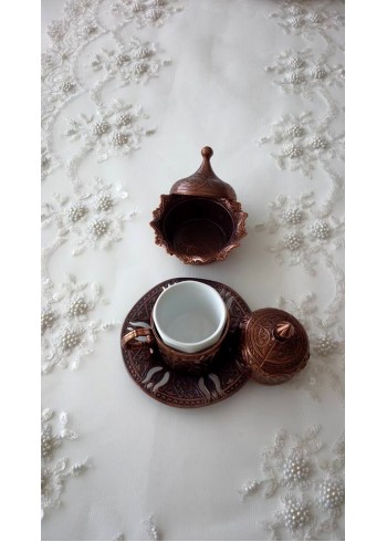 Osmanlı Lale Motifli 6 Kişilik 27 Parça Kahve Fincan Seti