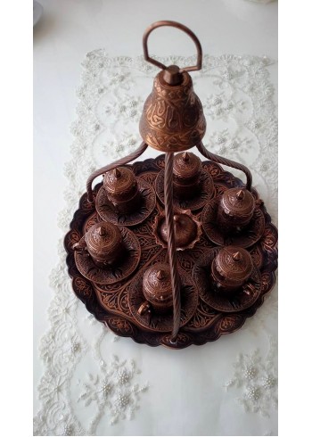 Osmanlı Lale Motifli 6 Kişilik 27 Parça Kahve Fincan Seti