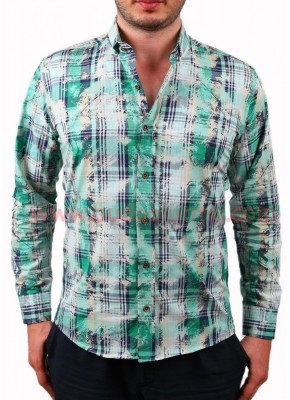 Batik Baskılı Erkek Gömlek Yeşil