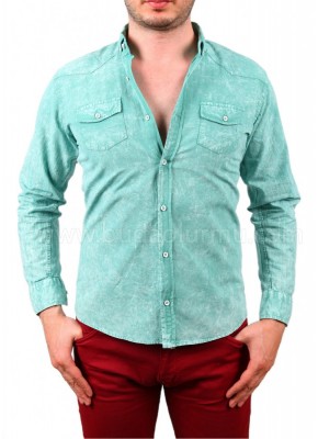 Yıkamalı Erkek Gömlek Yeşil