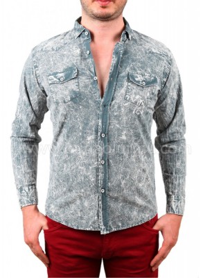 Yıkamalı Erkek Gömlek Turkuaz