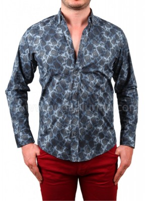Motif Baskılı Erkek Gömlek Berrak