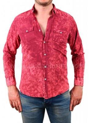 Yıkamalı Erkek Gömlek Kırmızı