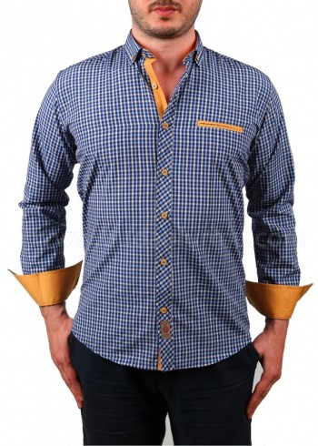 Erkek Kareli Gömlek Mavi-Sarı