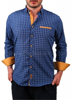 Erkek Kareli Gömlek Mavi Beyaz