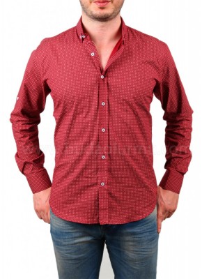 PFT Baskılı Erkek Gömlek Kırmızı