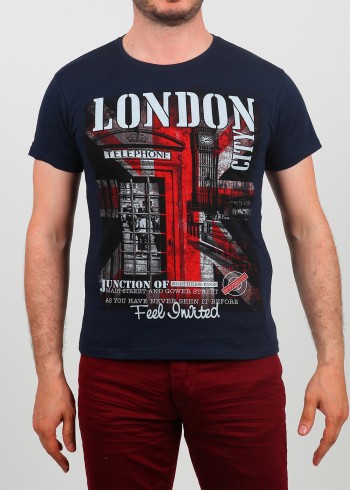 Erkek Tişört London Lacivert