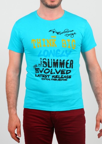 Erkek Tişört Think Mavi