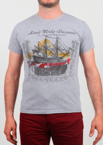 Erkek Tişört Warship Gri