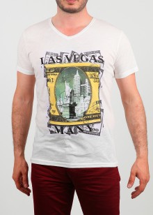 Erkek Tişört Lasvegas Beyaz
